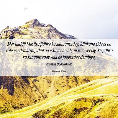 Picture 06 - 1 Butros 4:1 SOM - Mar haddii Masiixu jidhka ku xanuunsaday, - Bible Verse Picture