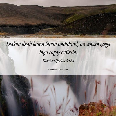 Picture 06 - 1 Korintos 10:5 SOM - Laakiin Ilaah kuma farxin badidood, oo waxaa - Bible Verse Picture