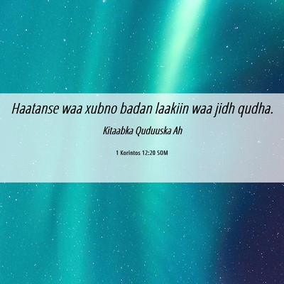 Picture 06 - 1 Korintos 12:20 SOM - Haatanse waa xubno badan laakiin waa jidh - Bible Verse Picture