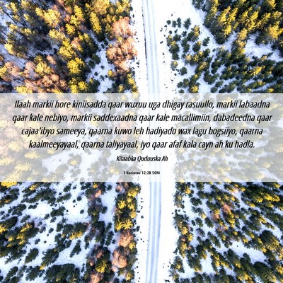 Picture 06 - 1 Korintos 12:28 SOM - Ilaah markii hore kiniisadda qaar wuxuu uga - Bible Verse Picture