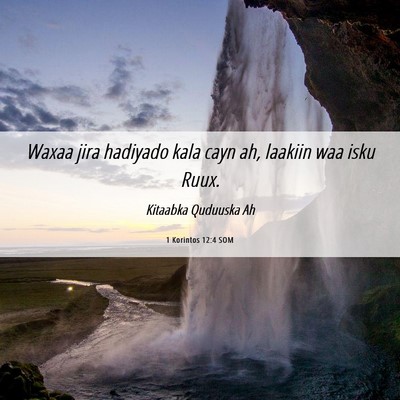 Picture 06 - 1 Korintos 12:4 SOM - Waxaa jira hadiyado kala cayn ah, laakiin waa - Bible Verse Picture