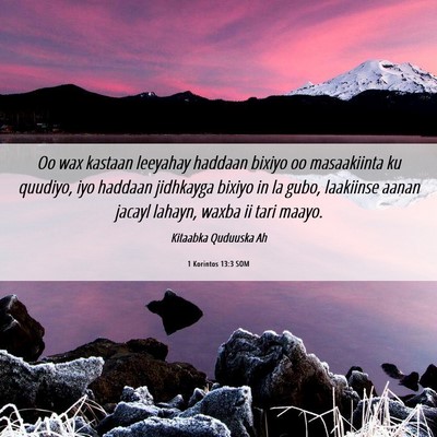 Picture 06 - 1 Korintos 13:3 SOM - Oo wax kastaan leeyahay haddaan bixiyo oo - Bible Verse Picture