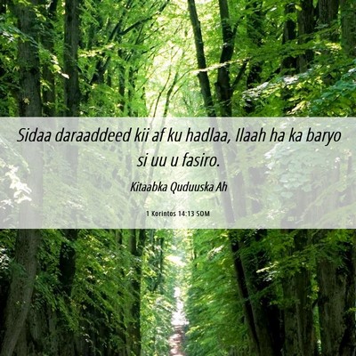 Picture 06 - 1 Korintos 14:13 SOM - Sidaa daraaddeed kii af ku hadlaa, Ilaah ha ka - Bible Verse Picture