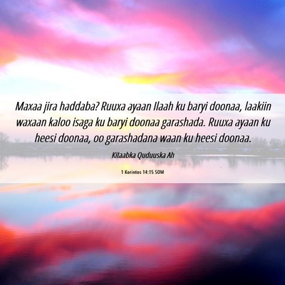 Picture 06 - 1 Korintos 14:15 SOM - Maxaa jira haddaba? Ruuxa ayaan Ilaah ku baryi - Bible Verse Picture