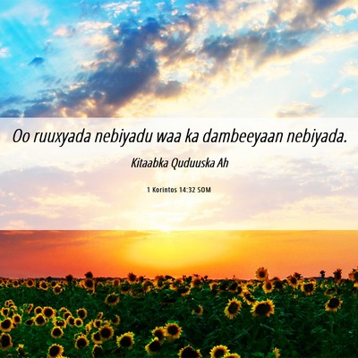 Picture 06 - 1 Korintos 14:32 SOM - Oo ruuxyada nebiyadu waa ka dambeeyaan - Bible Verse Picture