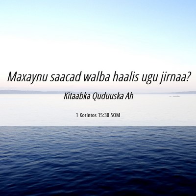 Picture 06 - 1 Korintos 15:30 SOM - Maxaynu saacad walba haalis ugu - Bible Verse Picture