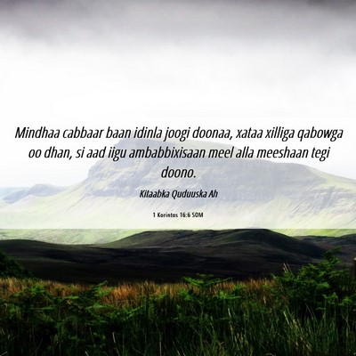 Picture 06 - 1 Korintos 16:6 SOM - Mindhaa cabbaar baan idinla joogi doonaa, xataa - Bible Verse Picture