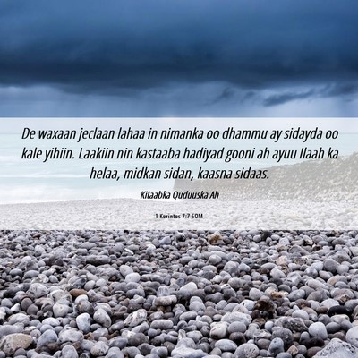 Picture 06 - 1 Korintos 7:7 SOM - De waxaan jeclaan lahaa in nimanka oo dhammu ay - Bible Verse Picture