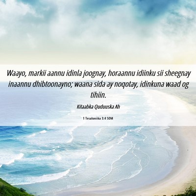 Picture 06 - 1 Tesaloniika 3:4 SOM - Waayo, markii aannu idinla joognay, horaannu - Bible Verse Picture