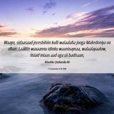 Picture 06 - 1 Tesaloniika 4:10 SOM - Waayo, sidaasaad jeceshihiin kulli walaalaha - Bible Verse Picture