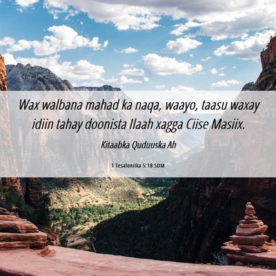 Picture 06 - 1 Tesaloniika 5:18 SOM - Wax walbana mahad ka naqa, waayo, taasu waxay - Bible Verse Picture