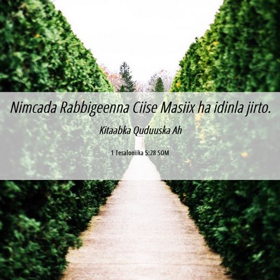 Picture 06 - 1 Tesaloniika 5:28 SOM - Nimcada Rabbigeenna Ciise Masiix ha idinla - Bible Verse Picture