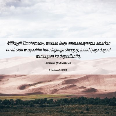 Picture 06 - 1 Timoteyos 1:18 SOM - Wiilkaygii Timoteyosow, waxaan kugu ammaanaynayaa - Bible Verse Picture