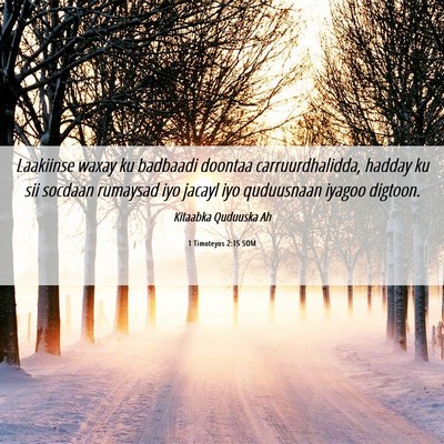 Picture 06 - 1 Timoteyos 2:15 SOM - Laakiinse waxay ku badbaadi doontaa - Bible Verse Picture