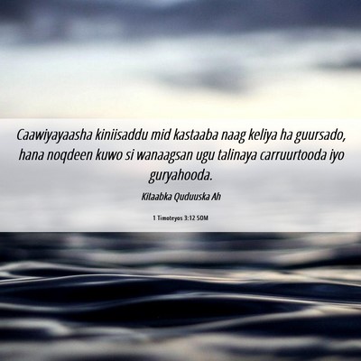 Picture 06 - 1 Timoteyos 3:12 SOM - Caawiyayaasha kiniisaddu mid kastaaba naag keliya - Bible Verse Picture