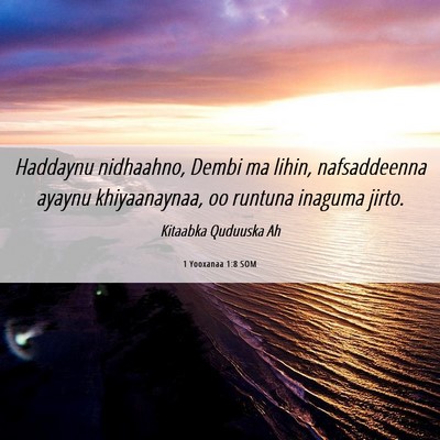 Picture 06 - 1 Yooxanaa 1:8 SOM - Haddaynu nidhaahno, Dembi ma lihin, nafsaddeenna - Bible Verse Picture
