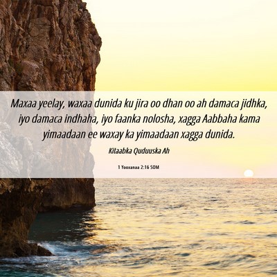 Picture 06 - 1 Yooxanaa 2:16 SOM - Maxaa yeelay, waxaa dunida ku jira oo dhan oo ah - Bible Verse Picture
