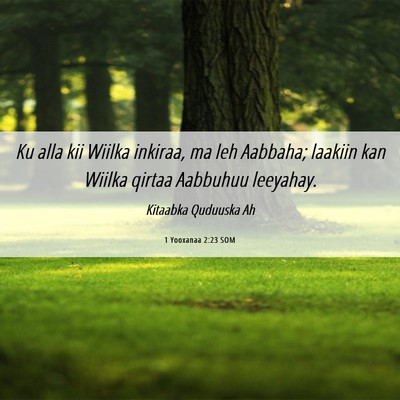 Picture 06 - 1 Yooxanaa 2:23 SOM - Ku alla kii Wiilka inkiraa, ma leh Aabbaha; - Bible Verse Picture