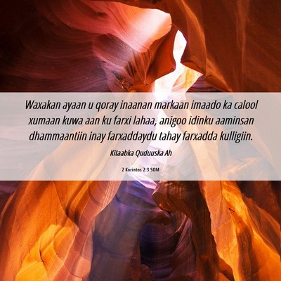 Picture 06 - 2 Korintos 2:3 SOM - Waxakan ayaan u qoray inaanan markaan imaado ka - Bible Verse Picture