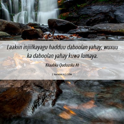 Picture 06 - 2 Korintos 4:3 SOM - Laakiin injiilkayagu hadduu daboolan yahay, wuxuu - Bible Verse Picture