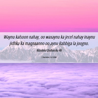 Picture 06 - 2 Korintos 5:8 SOM - Waynu kalsoon nahay, oo waxaynu ka jecel nahay - Bible Verse Picture