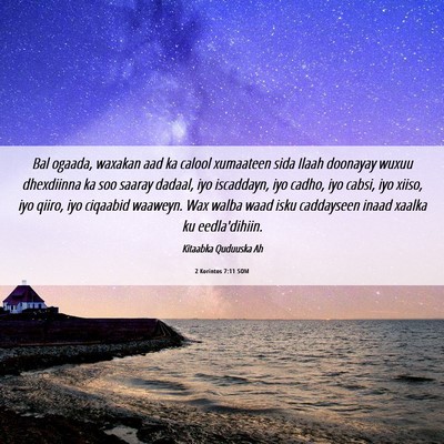 Picture 06 - 2 Korintos 7:11 SOM - Bal ogaada, waxakan aad ka calool xumaateen sida - Bible Verse Picture