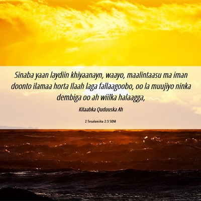 Picture 06 - 2 Tesaloniika 2:3 SOM - Sinaba yaan laydiin khiyaanayn, waayo, - Bible Verse Picture