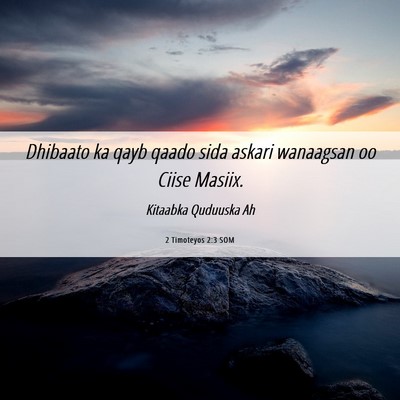 Picture 06 - 2 Timoteyos 2:3 SOM - Dhibaato ka qayb qaado sida askari wanaagsan oo - Bible Verse Picture
