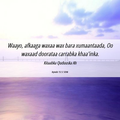 Picture 06 - Ayuub 15:5 SOM - Waayo, afkaaga waxaa wax bara xumaantaada, Oo - Bible Verse Picture