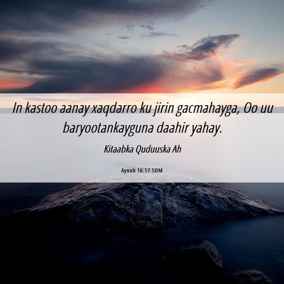 Picture 06 - Ayuub 16:17 SOM - In kastoo aanay xaqdarro ku jirin gacmahayga, Oo - Bible Verse Picture