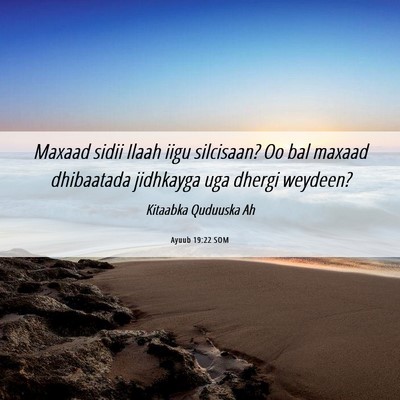 Picture 06 - Ayuub 19:22 SOM - Maxaad sidii Ilaah iigu silcisaan? Oo bal maxaad - Bible Verse Picture