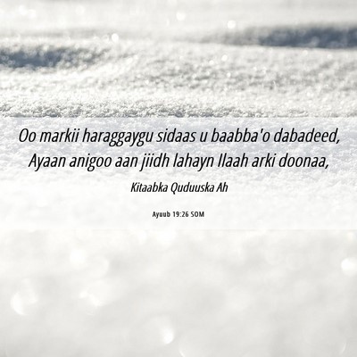 Picture 06 - Ayuub 19:26 SOM - Oo markii haraggaygu sidaas u baabba'o dabadeed, - Bible Verse Picture