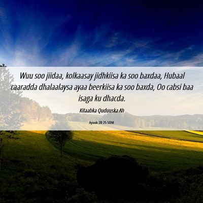 Picture 06 - Ayuub 20:25 SOM - Wuu soo jiidaa, kolkaasay jidhkiisa ka soo - Bible Verse Picture
