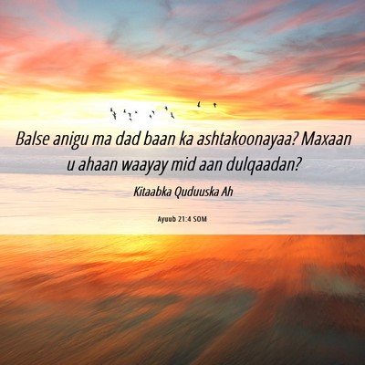 Picture 06 - Ayuub 21:4 SOM - Balse anigu ma dad baan ka ashtakoonayaa? Maxaan - Bible Verse Picture