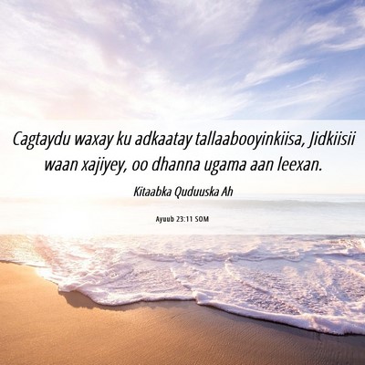 Picture 06 - Ayuub 23:11 SOM - Cagtaydu waxay ku adkaatay tallaabooyinkiisa, - Bible Verse Picture