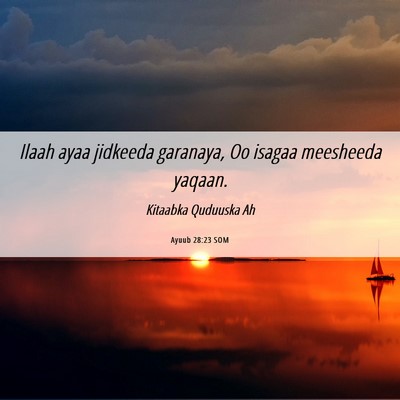 Picture 06 - Ayuub 28:23 SOM - Ilaah ayaa jidkeeda garanaya, Oo isagaa meesheeda - Bible Verse Picture