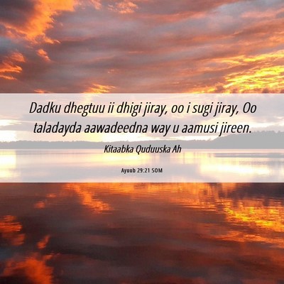 Picture 06 - Ayuub 29:21 SOM - Dadku dhegtuu ii dhigi jiray, oo i sugi jiray, Oo - Bible Verse Picture
