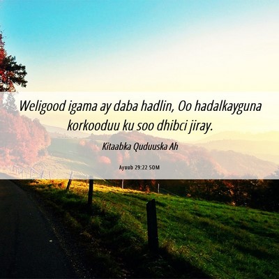 Picture 06 - Ayuub 29:22 SOM - Weligood igama ay daba hadlin, Oo hadalkayguna - Bible Verse Picture