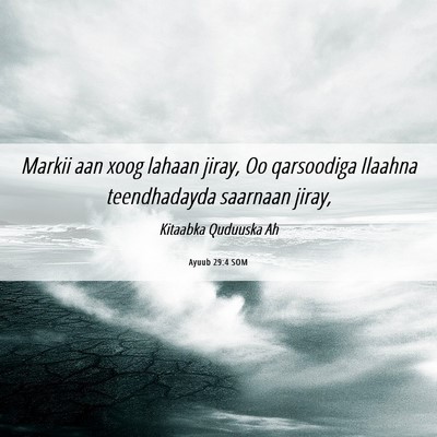 Picture 06 - Ayuub 29:4 SOM - Markii aan xoog lahaan jiray, Oo qarsoodiga - Bible Verse Picture