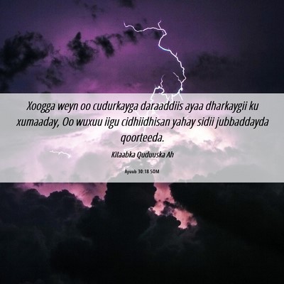 Picture 06 - Ayuub 30:18 SOM - Xoogga weyn oo cudurkayga daraaddiis ayaa - Bible Verse Picture