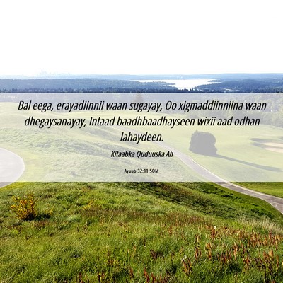 Picture 06 - Ayuub 32:11 SOM - Bal eega, erayadiinnii waan sugayay, Oo - Bible Verse Picture