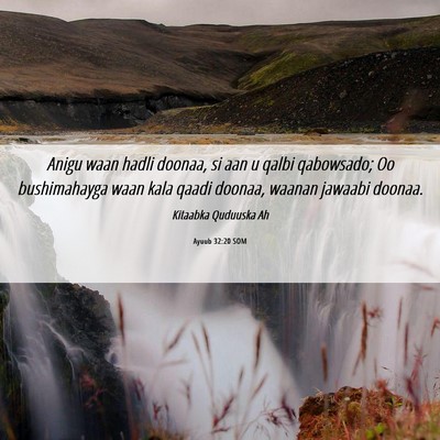 Picture 06 - Ayuub 32:20 SOM - Anigu waan hadli doonaa, si aan u qalbi - Bible Verse Picture
