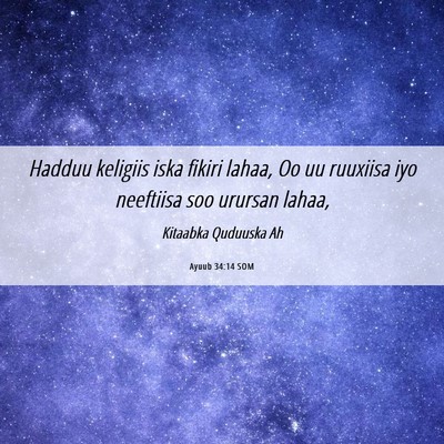 Picture 06 - Ayuub 34:14 SOM - Hadduu keligiis iska fikiri lahaa, Oo uu ruuxiisa - Bible Verse Picture