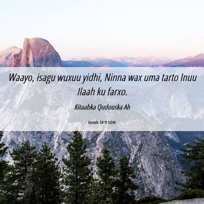 Picture 06 - Ayuub 34:9 SOM - Waayo, isagu wuxuu yidhi, Ninna wax uma tarto - Bible Verse Picture