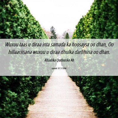 Picture 06 - Ayuub 37:3 SOM - Wuxuu taas u diraa inta samada ka hoosaysa oo - Bible Verse Picture