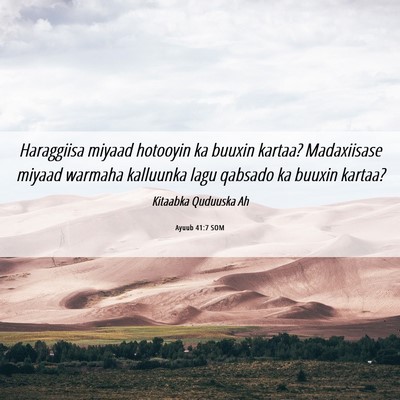 Picture 06 - Ayuub 41:7 SOM - Haraggiisa miyaad hotooyin ka buuxin kartaa? - Bible Verse Picture