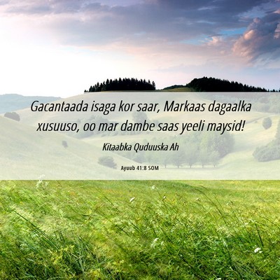 Picture 06 - Ayuub 41:8 SOM - Gacantaada isaga kor saar, Markaas dagaalka - Bible Verse Picture