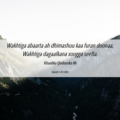 Picture 06 - Ayuub 5:20 SOM - Wakhtiga abaarta ah dhimashuu kaa furan doonaa, - Bible Verse Picture