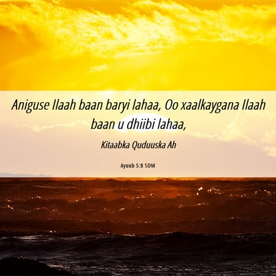 Picture 06 - Ayuub 5:8 SOM - Aniguse Ilaah baan baryi lahaa, Oo xaalkaygana - Bible Verse Picture