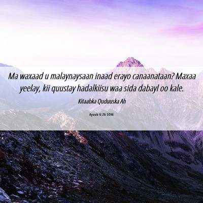 Picture 06 - Ayuub 6:26 SOM - Ma waxaad u malaynaysaan inaad erayo canaanataan? - Bible Verse Picture